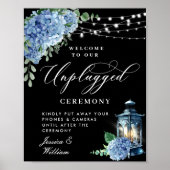Blue Hydrangea Lantern Unplugged Wedding Ceremony Poster (Voorkant)