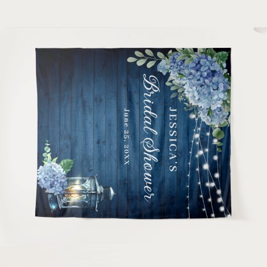 Blue Hydrangea Lantern Vrijgezellenfeest Backdrop Wandkleed (Voorkant (horizontaal))