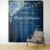 Blue Hydrangea Lantern Vrijgezellenfeest Backdrop Wandkleed (In situ)