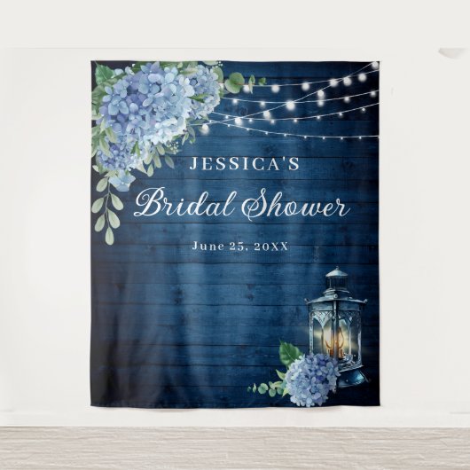 Blue Hydrangea Lantern Vrijgezellenfeest Backdrop Wandkleed (Voorkant)
