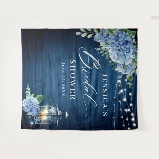 Blue Hydrangea Lantern Vrijgezellenfeest Backdrop Wandkleed (Voorkant (horizontaal))