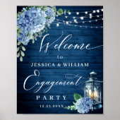 Blue Hydrangea Lantern Wood Boho ENGAGTY Poster (Voorkant)