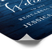 Blue Hydrangea Lantern Wood Boho Rehearsal Dinner Poster (Hoek)