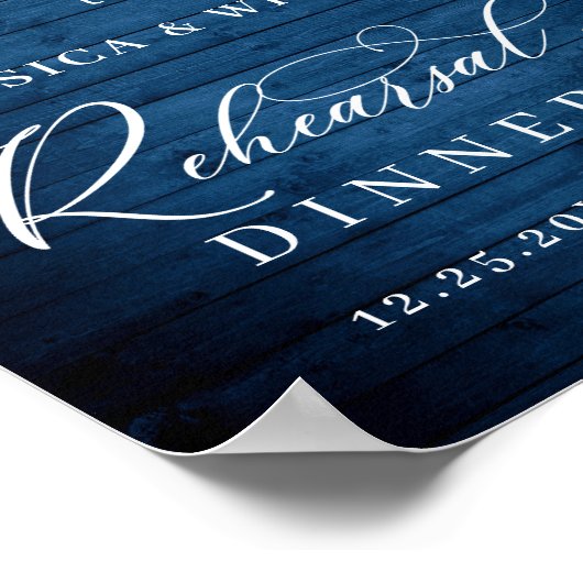 Blue Hydrangea Lantern Wood Boho Rehearsal Dinner Poster (Hoek)