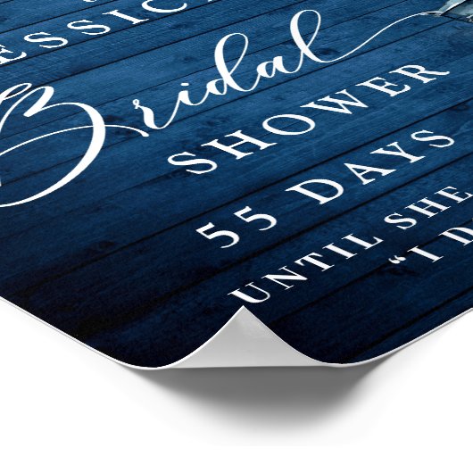 Blue Hydrangea Lantern Wood Boho Vrijgezellenfeest Poster (Hoek)