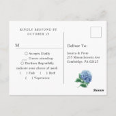 Blue Hydrangea Lantern Wood RSVP Meal Choice Briefkaart (Achterkant)