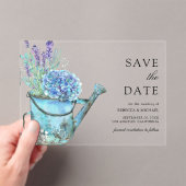 Blue Hydrangea Lavendel Wedding Save the Date Acryl Uitnodigingen (Insitu (Draagbaar))