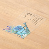 Blue Hydrangea Lavendel Wedding Save the Date Acryl Uitnodigingen (Laagn)