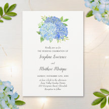 Blue Hydrangea Leaves Floral Waterverf Wedding
