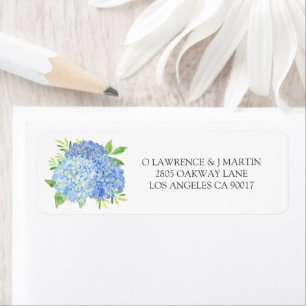 Blue Hydrangea Leaves Floral Wedding Etiket