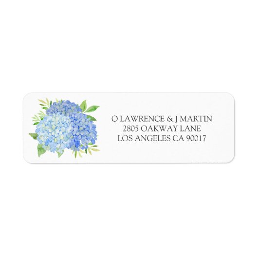 Blue Hydrangea Leaves Floral Wedding Etiket (Voorkant)