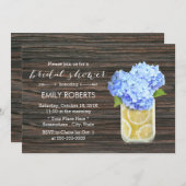 Blue Hydrangea & Lemons Jar Wood Vrijgezellenfeest Kaart (Voorkant / Achterkant)