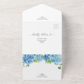 Blue Hydrangea Light Floral Botanical Wedding All In One Uitnodiging (Buitenkant)
