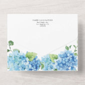 Blue Hydrangea Light Floral Botanical Wedding All In One Uitnodiging (Achterkant)