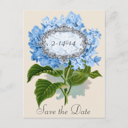 Blue Hydrangea Lijst Save the Date Kaart (Voorkant)