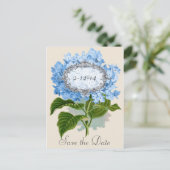 Blue Hydrangea Lijst Save the Date Kaart (Staand voorkant)
