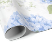 Blue Hydrangea Luxe Floral Wrapping Paper Cadeaupapier (Rol Hoek)