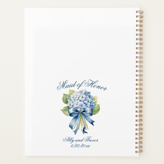 Blue Hydrangea Maid of Honor Voorstel Planner (Achterkant)