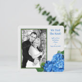 Blue Hydrangea Marriage Announding Photo Card Aankondiging (Staand voorkant)