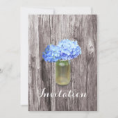 Blue Hydrangea Mason Jar Bridal Shower Invitations Kaart (Voorkant)