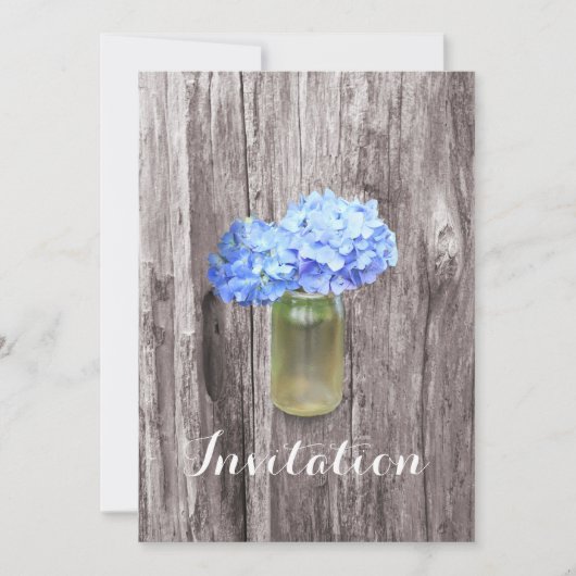 Blue Hydrangea Mason Jar Bridal Shower Invitations Kaart (Voorkant)