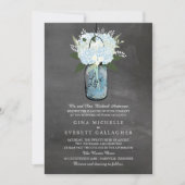 Blue Hydrangea Mason Jar Chalkboard | Bruiloft Kaart (Voorkant)
