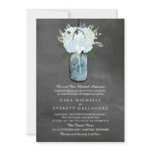 Blue Hydrangea Mason Jar Chalkboard | Bruiloft