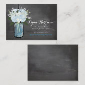 Blue Hydrangea Mason Jar Chalkboard | Contactkaart Contactkaartje (Voorkant / Achterkant)