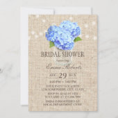 Blue Hydrangea Mason Jar Rustic Vrijgezellenfeest Kaart (Voorkant)