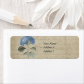  Blue Hydrangea met Antiek kalligrafie Etiket (Insitu)
