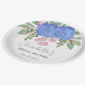 Blue Hydrangea Modern Floral Vrijgezellenfeest Papieren Bordje (Gekanteld)