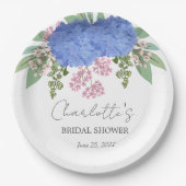 Blue Hydrangea Modern Floral Vrijgezellenfeest Papieren Bordje (Voorkant)