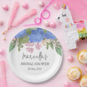 Blue Hydrangea Modern Floral Vrijgezellenfeest ser Papieren Bordje (Feest)