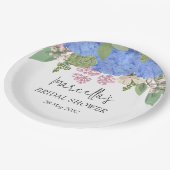 Blue Hydrangea Modern Floral Vrijgezellenfeest ser Papieren Bordje (Gekanteld)