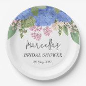 Blue Hydrangea Modern Floral Vrijgezellenfeest ser Papieren Bordje (Voorkant)