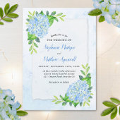 Blue Hydrangea Modern Waterverf Floral Wedding Kaart