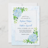 Blue Hydrangea Modern Waterverf Floral Wedding Kaart (Voorkant)