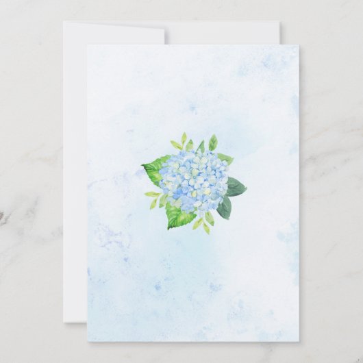 Blue Hydrangea Modern Waterverf Floral Wedding Kaart (Achterkant)