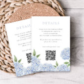 Blue Hydrangea Moderne Details met QR-code, Klein Informatiekaartje