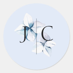 Blue Hydrangea Monogram bruiloft Sticker