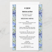 Blue Hydrangea Monogram Wedding Menu Sjabloon (Voorkant / Achterkant)