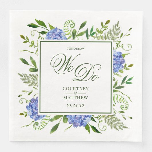 Blue Hydrangea morgen doen we Servet (Voorkant)