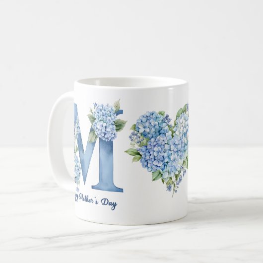Blue Hydrangea Mothers Day Coffee Mug Koffiemok (Voorkant links)