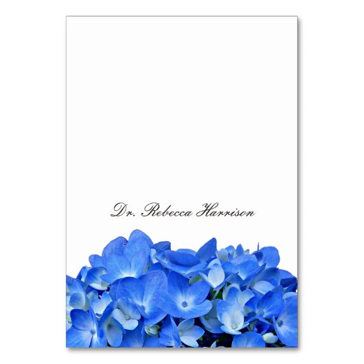 Blue Hydrangea Naam Sjabloon Plaats Kaarten (Voorkant)