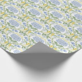 Blue Hydrangea, narcissen en rozen Cadeaupapier (Hoek)