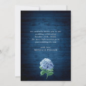 Blue Hydrangea Navy Wood Lantern Foto Weddenschap Save The Date (Achterkant)