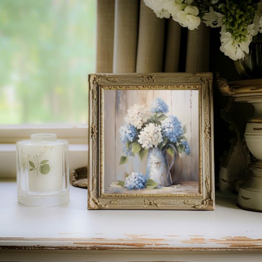 Blue Hydrangea Oil Painting Poster