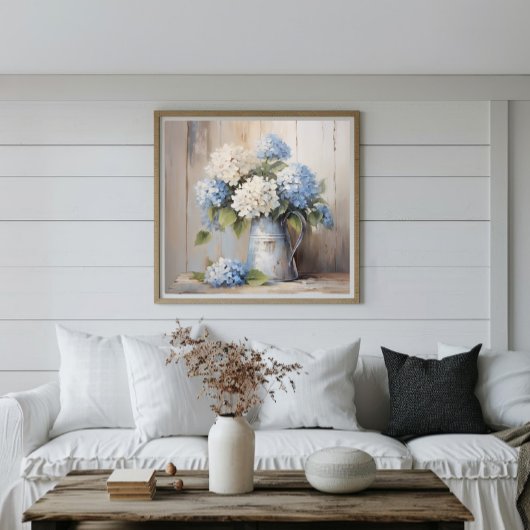 Blue Hydrangea Oil Painting Poster