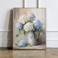 Blue Hydrangea Oil Painting Poster