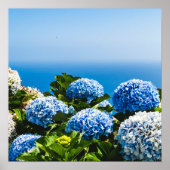 Blue Hydrangea op gradiëntoceaan Jigzaag Puzzle Poster (Voorkant)
